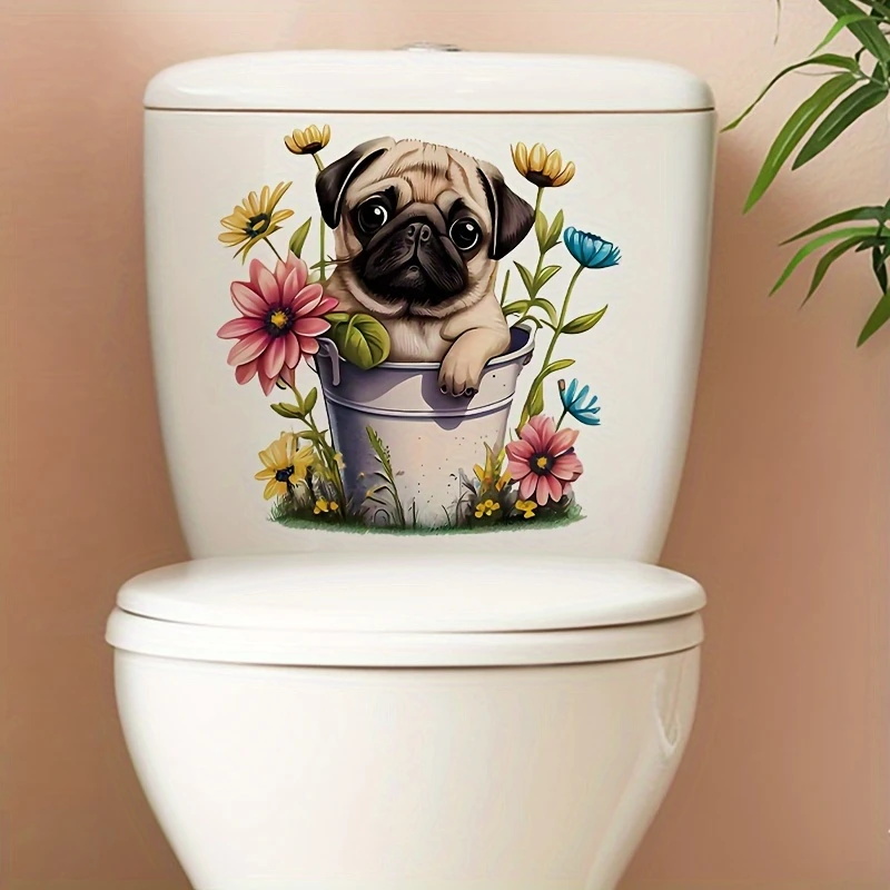 Home Bathroom Floor Tiles - MT1244# Puppy & Flower Pot Toilet