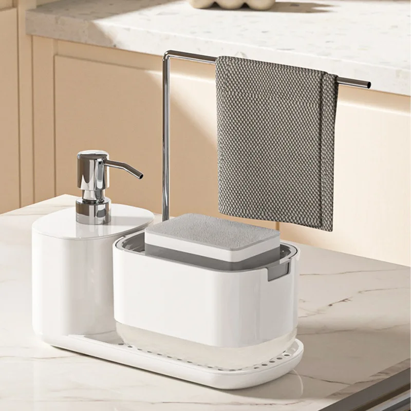 Home Kitchen Bathroom Cleaning - Soap Dispenser With Sponge Holder Cleaning