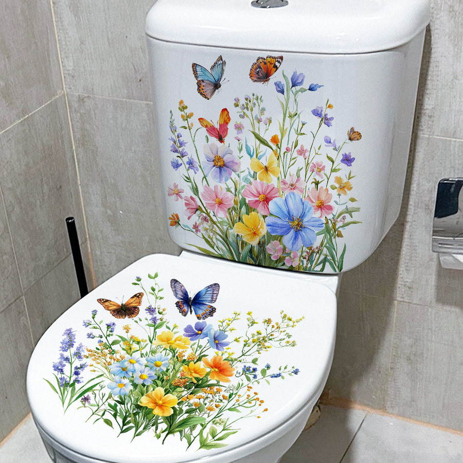 2PCS Fresh Flower & Butterfly  - Home Bathroom Floor Tiles review and price