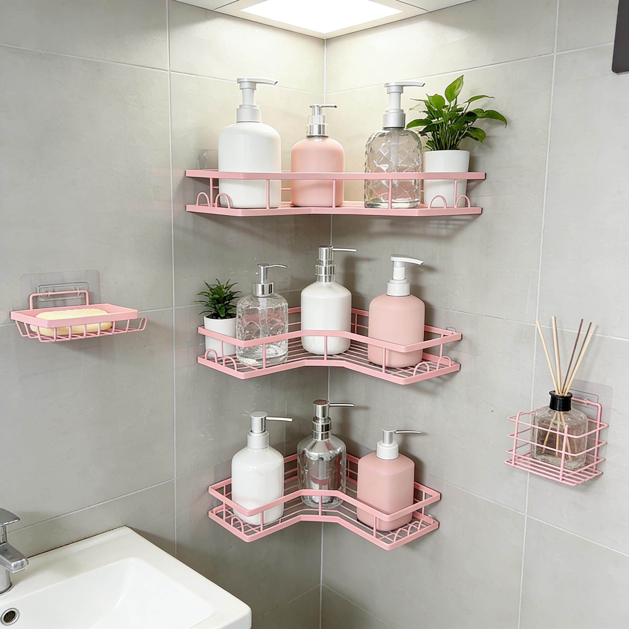 5Pcs Minimalist Pink Shower Or - Home Essentials Bathroom Storage review and price