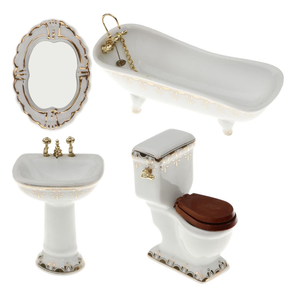 Ceramic Dollhouse Bathroom Set - Home Bathroom Scales review and price