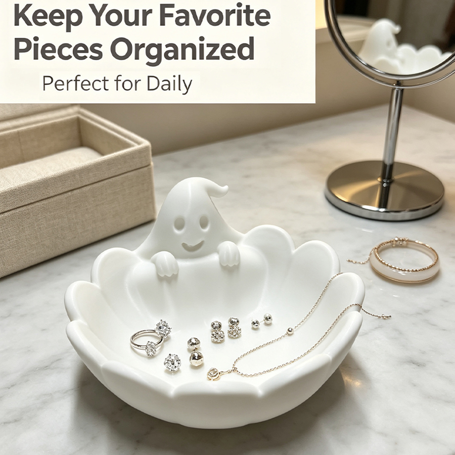 Matte White 3D Cute Ghost-Shap - Home Essentials Bathroom Storage review and price